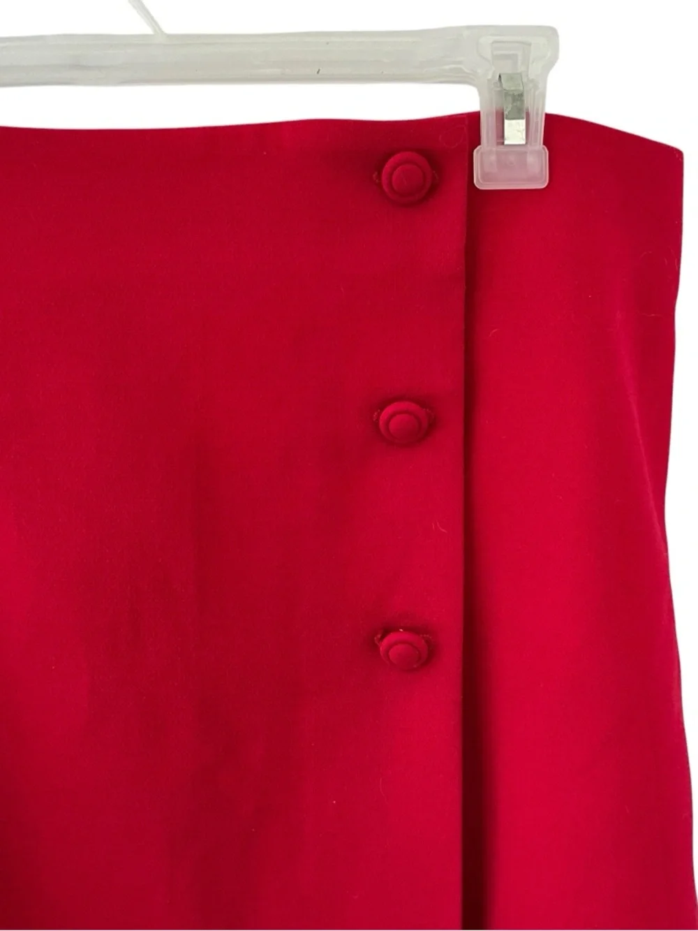 MNG Suit Straight Mini Skirt Classic Buttoned Front Kick Pleat Red Size Size 10 - Picture 9 of 16